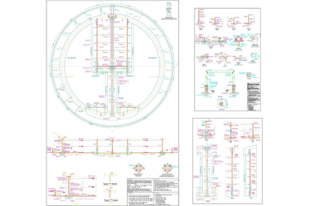 Process treatment system layout includes design of sewage treatment plant with integrated RCC layout structural safety planning.