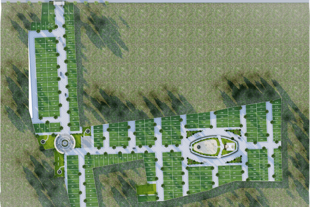 Planning and design of landscape with green layout environment, planning plantation and development of walkway.