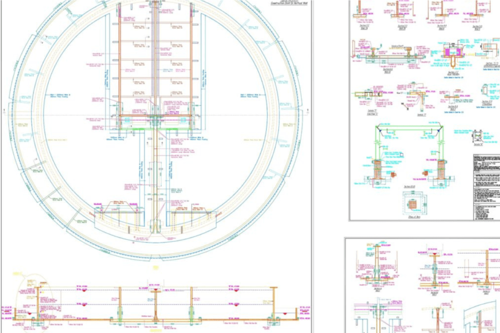 Process treatment system layout includes design of sewage treatment plant with integrated RCC layout structural safety planning.